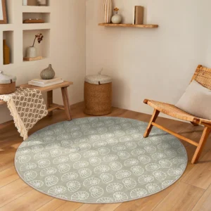 Coastal Themed Spiral Shell Round Rug