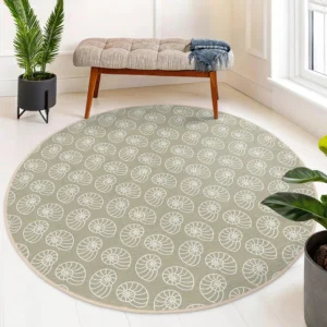 Coastal Themed Spiral Shell Round Rug