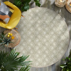 Coastal Themed Spiral Shell Round Rug