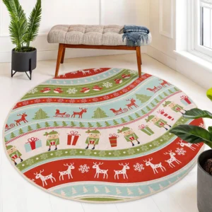 Festive Christmas Pattern Round Rug