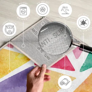 Multicolor Geometric Triangle Round Rug