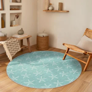 Ocean Starfish Pattern Round Rug
