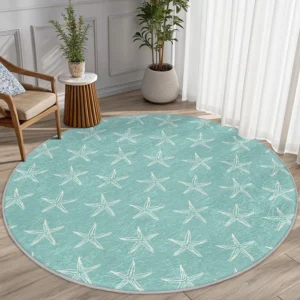 Ocean Starfish Pattern Round Rug