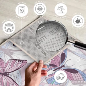 Pastel Butterfly Pattern Round Rug